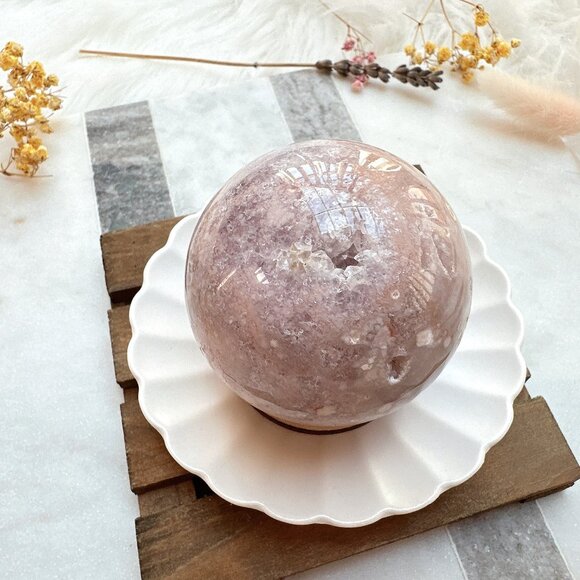 Gorgeous Pink Amethyst with Flower Agate Sphere - Picture 3 of 9